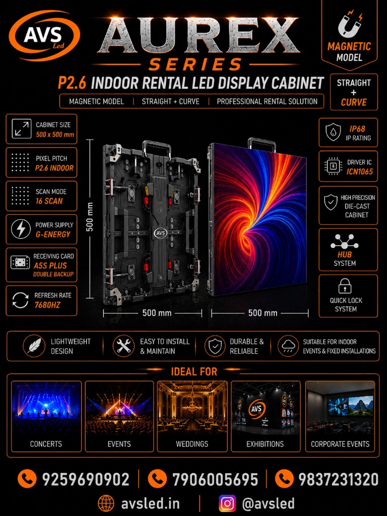 AUREX Series P2.6 Indoor Rental LED Display Cabinet