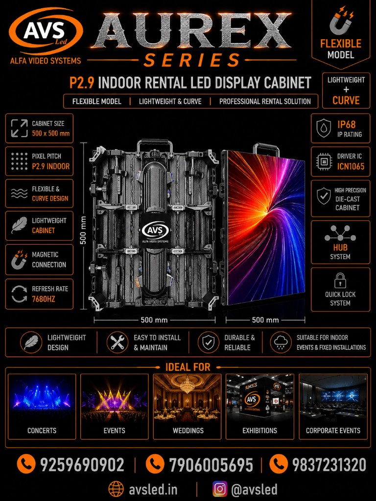 AUREX Series P2.9 Flexible Indoor Rental LED Display Cabinet