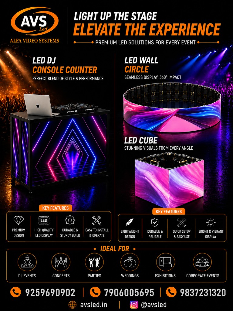 LED DJ Console Counter, LED Wall Circle and LED Cube